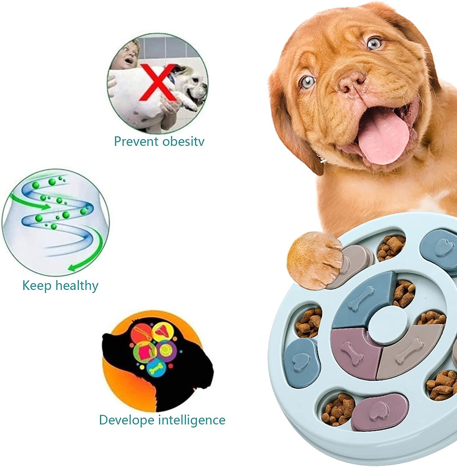 Dog Puzzle,Dogs Food Toys for IQ Training & Mental Enrichment,Dog Treat Puzzle(Blue)