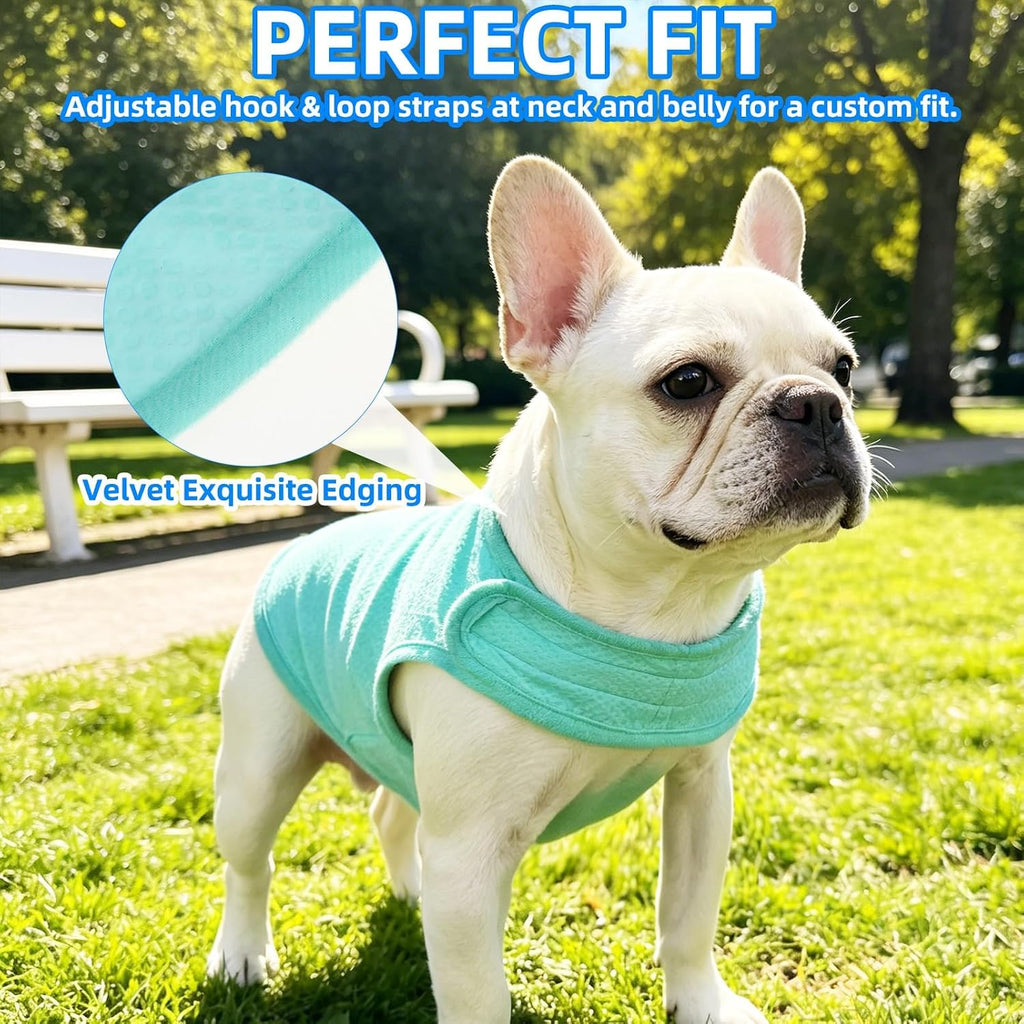 Dog Cooling Vest, Breathable Mesh PVA Dog Shirt, Lightweight Soft Instant Chill Sleeveless Pet Clothes, Adjustable Cooler Jacket Puppy Outfit for Hot Summer Outdoor, Green M