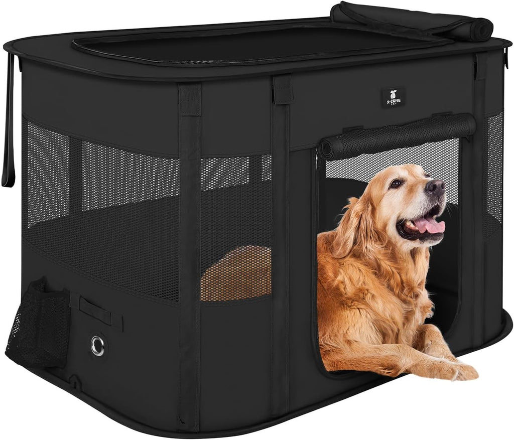 Dog Playpen, Puppy Cat Play Pen Portable Foldable Indoor/Outdoor Tent Crate Cage, Portable Pet Crate Medium Size Black 33"