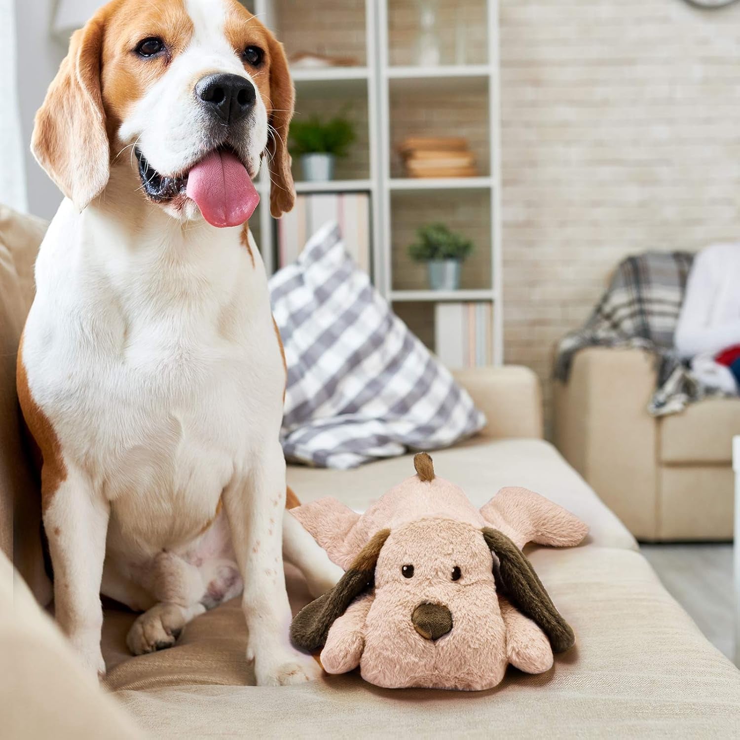 Puppy Heartbeat Toy for Anxiety Relief Dog Behavioral Aid Toy for Puppies Sleep Aid Separation Anxiety Soother Cuddle, Brown