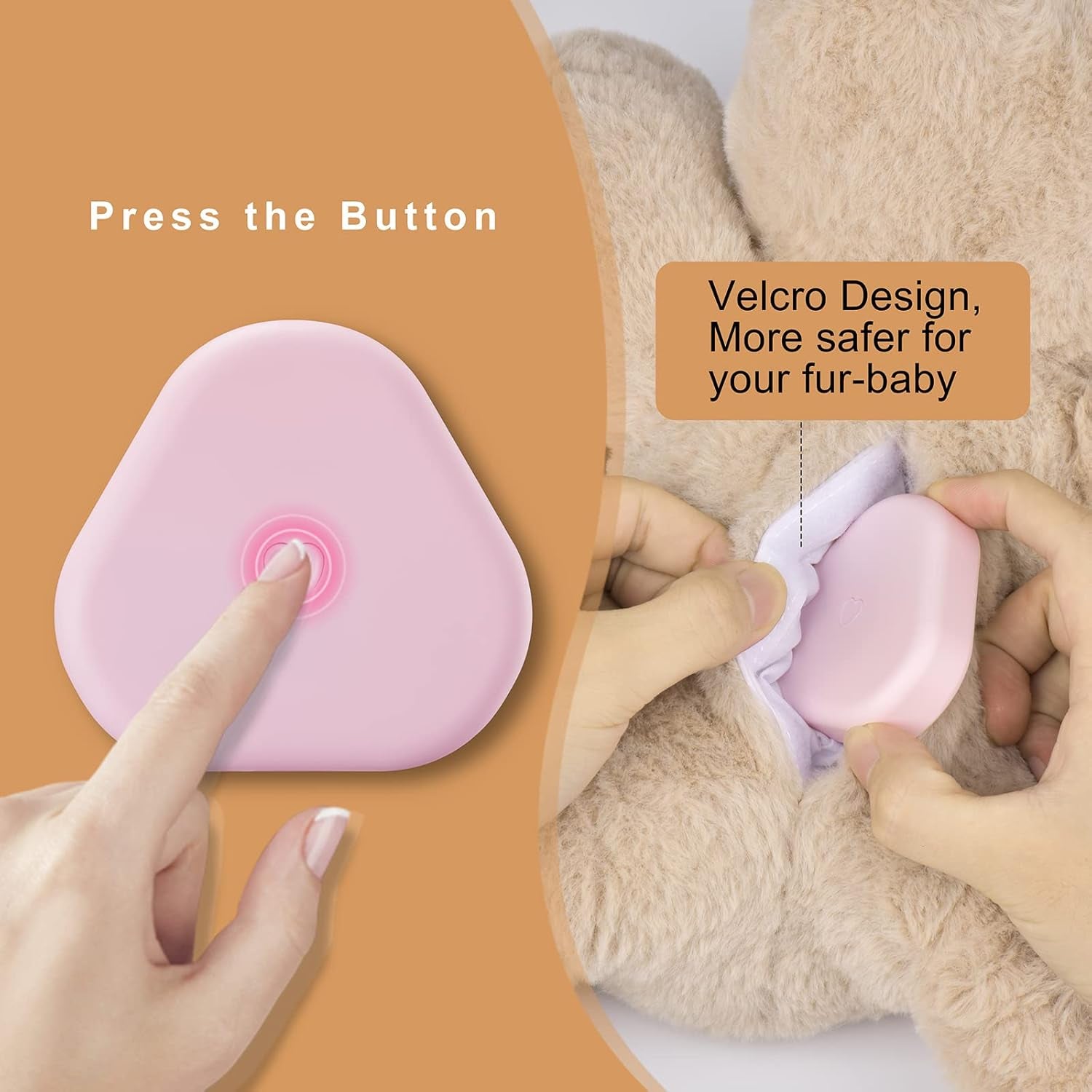 Puppy Heartbeat Toy for Anxiety Relief Dog Behavioral Aid Toy for Puppies Sleep Aid Separation Anxiety Soother Cuddle, Brown