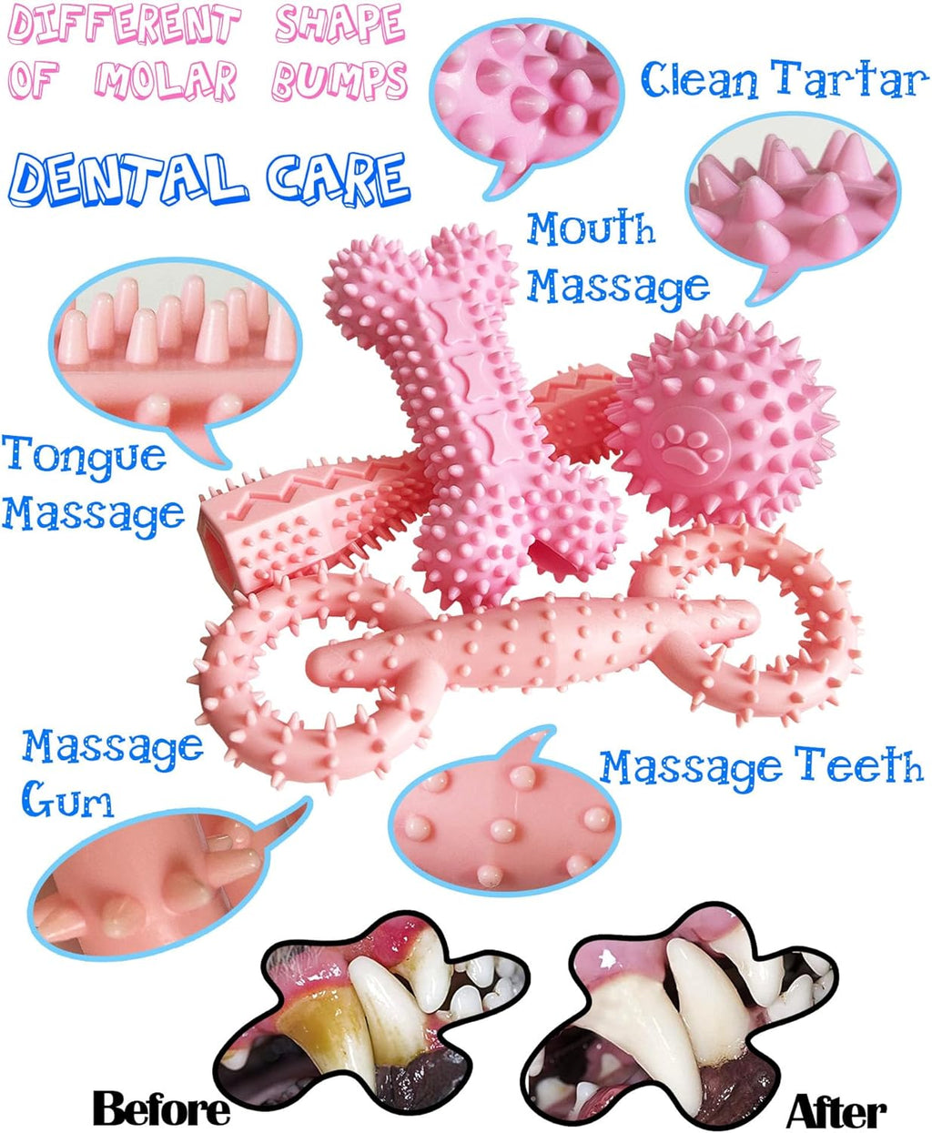 4 Pack Puppy Teething Chew Toys for Small Medium Dogs Pink Girl Dog Toy Set | 2-8 Months Puppies Ball Rubber Bone Cute Soft Durable Interactive Treat Dispensing Dental Care Teeth Clean