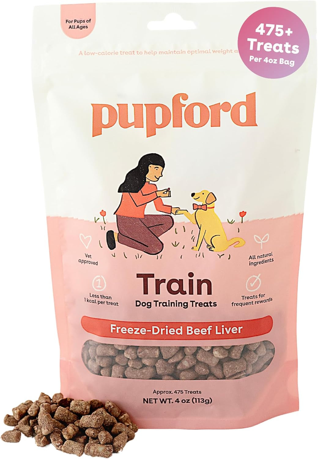 Freeze Dried Training Treats for Dogs & Puppies, 475+ Three Ingredient Bites (Beef Liver, 4 Oz)