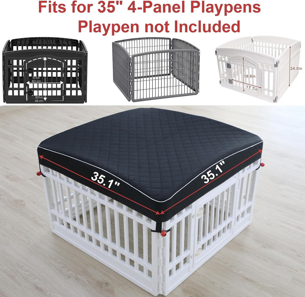 Dog Pen Cover Dog Playpen Cover for Pets,Provide Shade and Security for Indoor Outdoor Dog Pen,Pet Playpen Cover Fits 35 Inch Playpen 4-Panels (Playpen Not Included!!!)