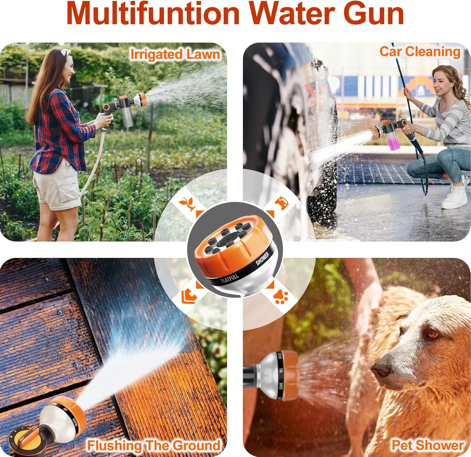 Upgraded Dog Shower Attachment Dog Washing Hose Attachment 8-In-1 Mode Dog Shampoo Sprayer with 3.5Oz 100Cc Soap Dispenser