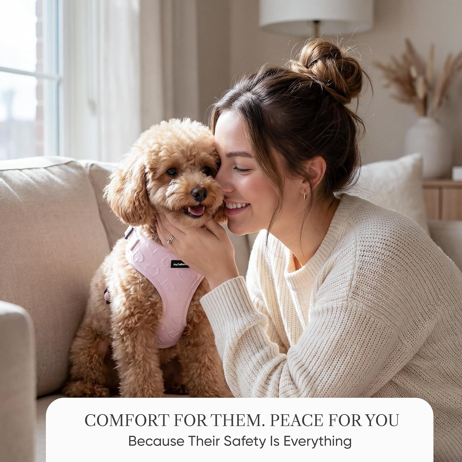 No Pull Harness for Small Sized Dog - Lightweight Breathable Neoprene Harnesses, Cute Heart Pattern, Adjustable Vest with Secure Back D-Ring, Soft Padded - Neck (13" - 17") Chest (16" - 21")