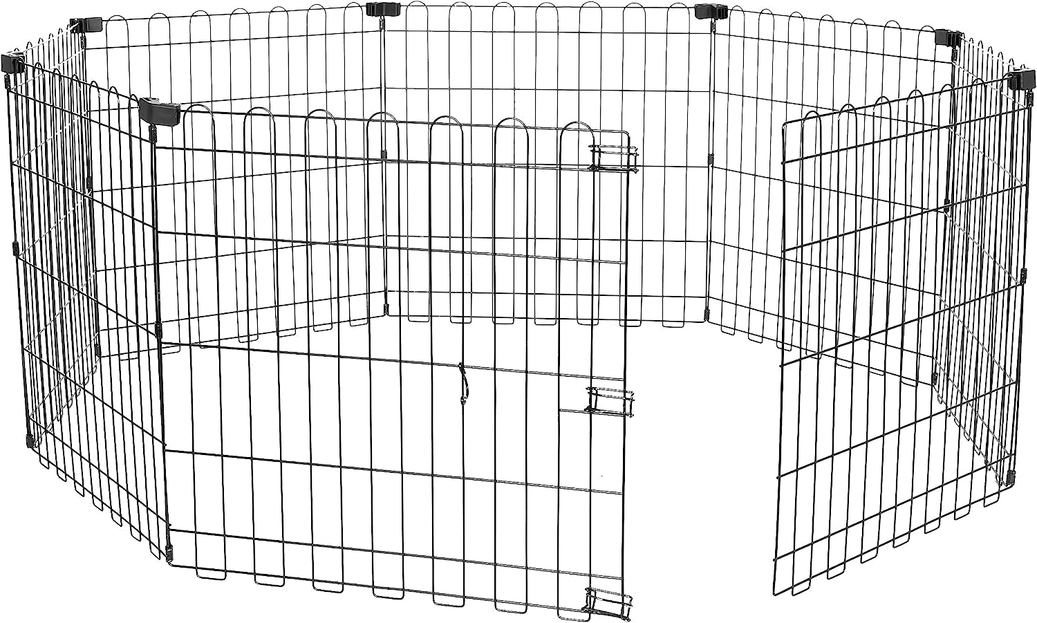 Foldable Octagonal Metal Exercise Dog Playpen, Indoor/Outdoor Pet Fence, No Door, 8 Panels, Extra Small, 24 X 24 Inches, Black