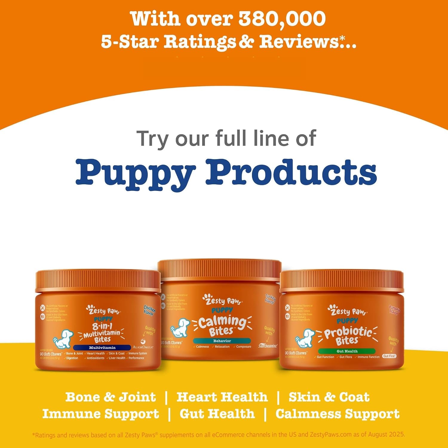 Zesty Paws Dog Multivitamin, Chewable Dog Vitamins and Supplements for Hip & Joints, Skin & Coat, Omega 3 Fish Oil for Dogs- Puppy Multivitamin - Chicken Puppy Bites- 90Ct