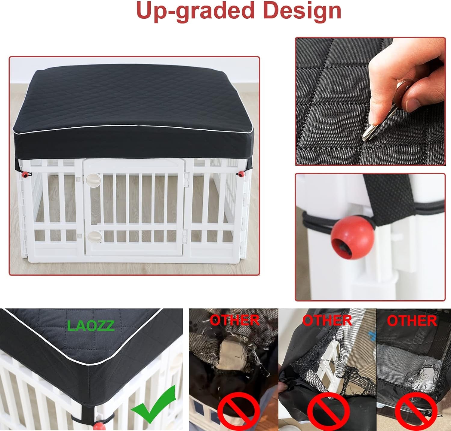 Dog Pen Cover Dog Playpen Cover for Pets,Provide Shade and Security for Indoor Outdoor Dog Pen,Pet Playpen Cover Fits 35 Inch Playpen 4-Panels (Playpen Not Included!!!)