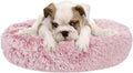 Calming Donut Dog Bed Faux Fur Pet Bed Self Warming Cuddler Washable round Pet Bed Cat Bed Comfortable round Plush Indoor Sleeping Dog Beds Cat Cushion Bed for Large Dogs 31" Pink