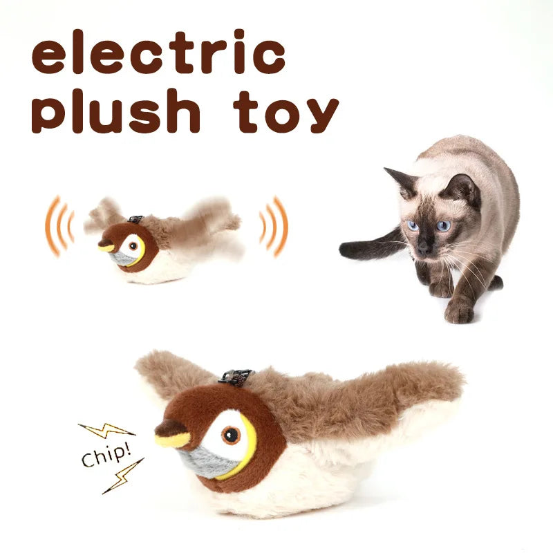 Hot Simulated Bird Cat Toy Interactive Toys Dog Rechargeable Chirping Flapping Bird(No Flying) Touch Activated Plush Toy Pet