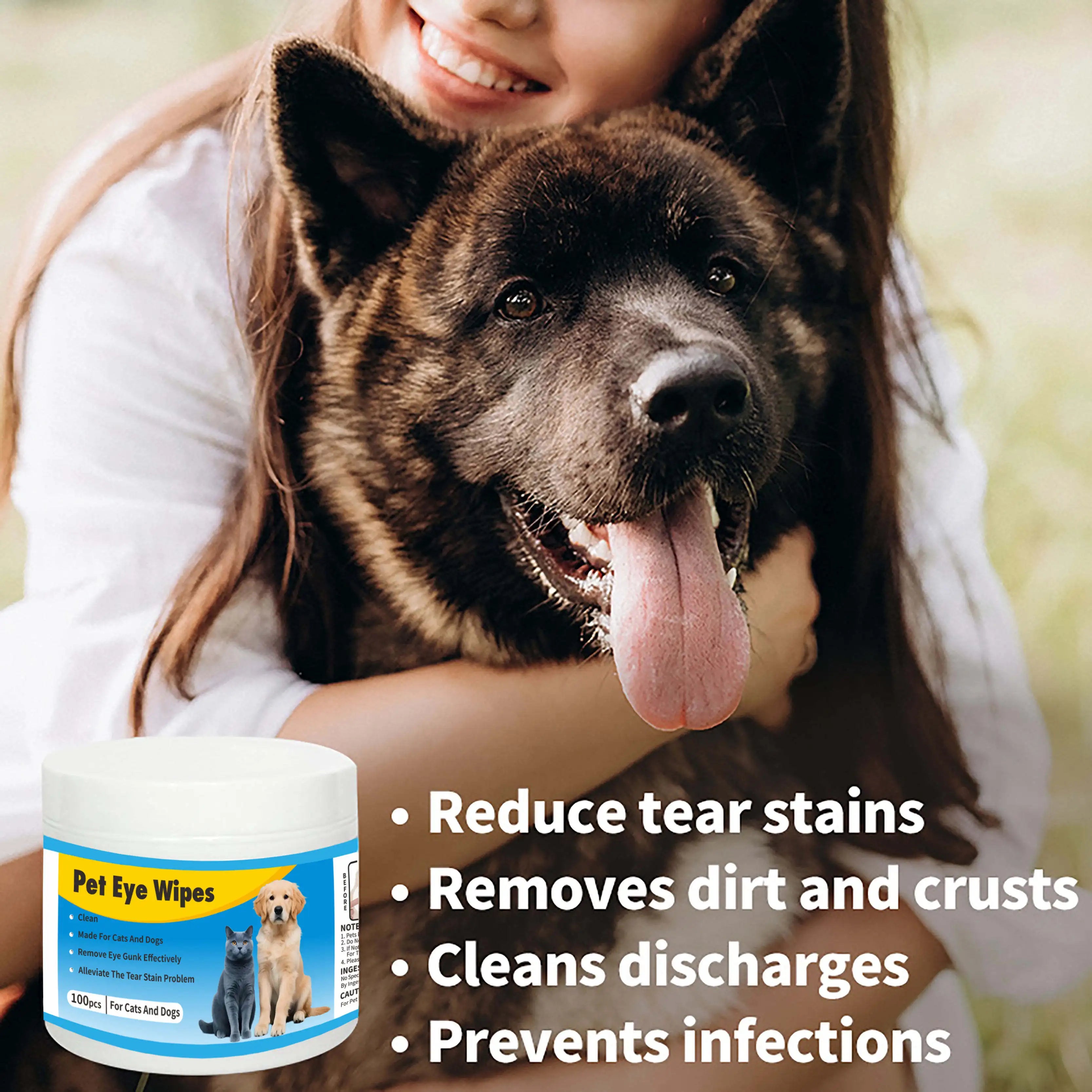 Wholesale Pet Eye Wipes 100 Count Jar Package, with Ultra Soft Thickened Wipes, for Tear Stain Relief and Daily Eye Care