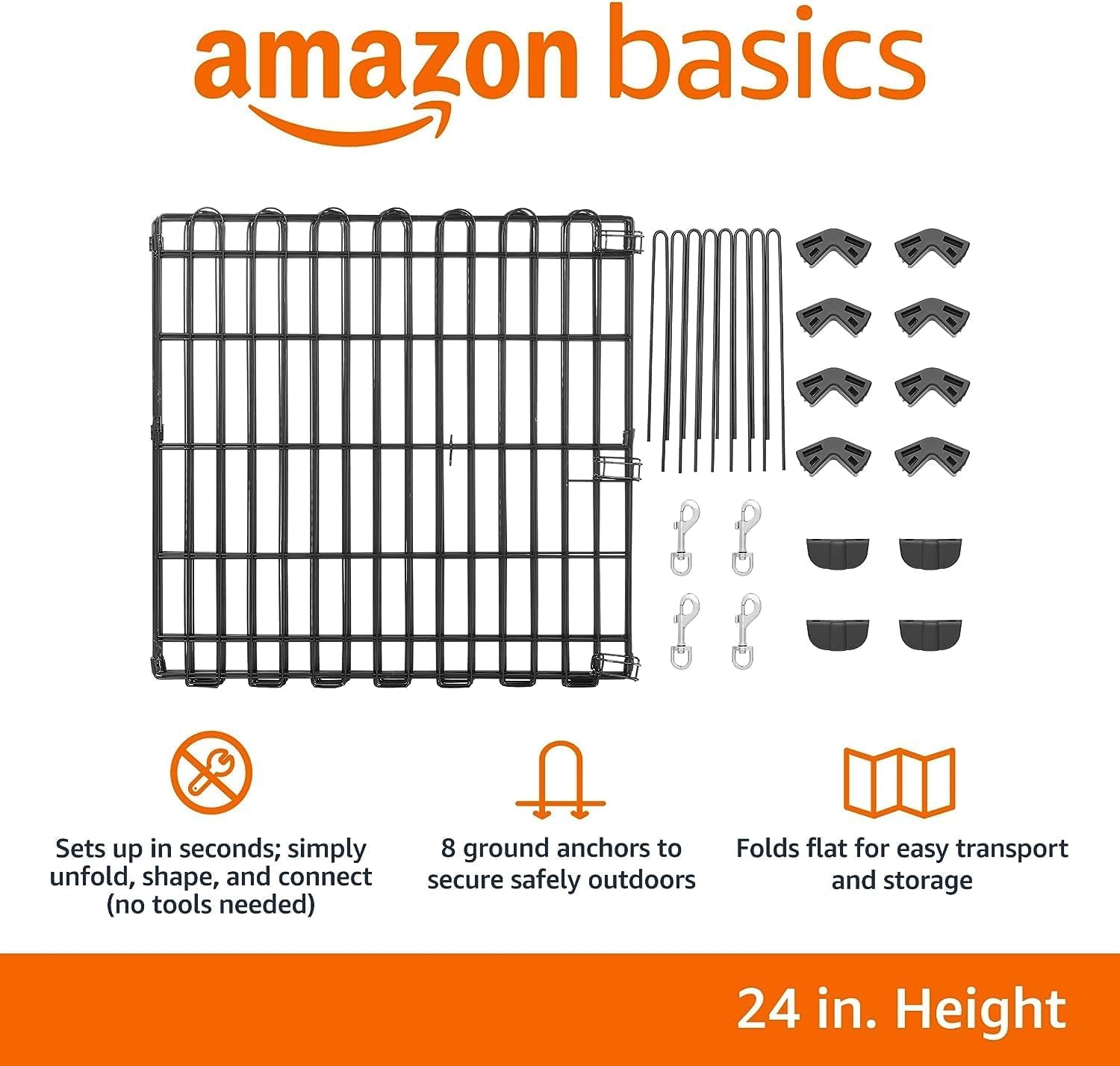 Foldable Octagonal Metal Exercise Dog Playpen, Indoor/Outdoor Pet Fence, No Door, 8 Panels, Extra Small, 24 X 24 Inches, Black