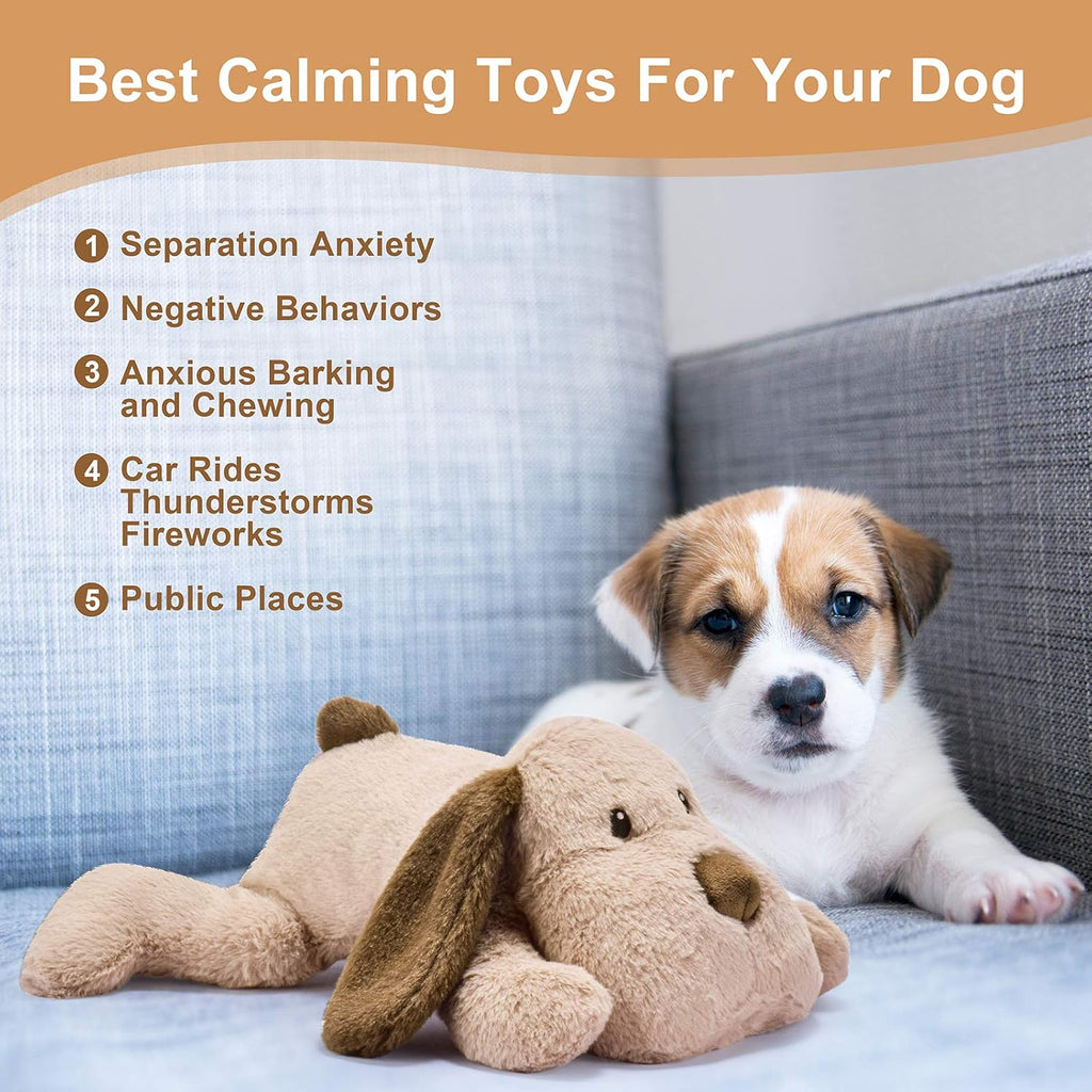 Puppy Heartbeat Toy for Anxiety Relief Dog Behavioral Aid Toy for Puppies Sleep Aid Separation Anxiety Soother Cuddle, Brown