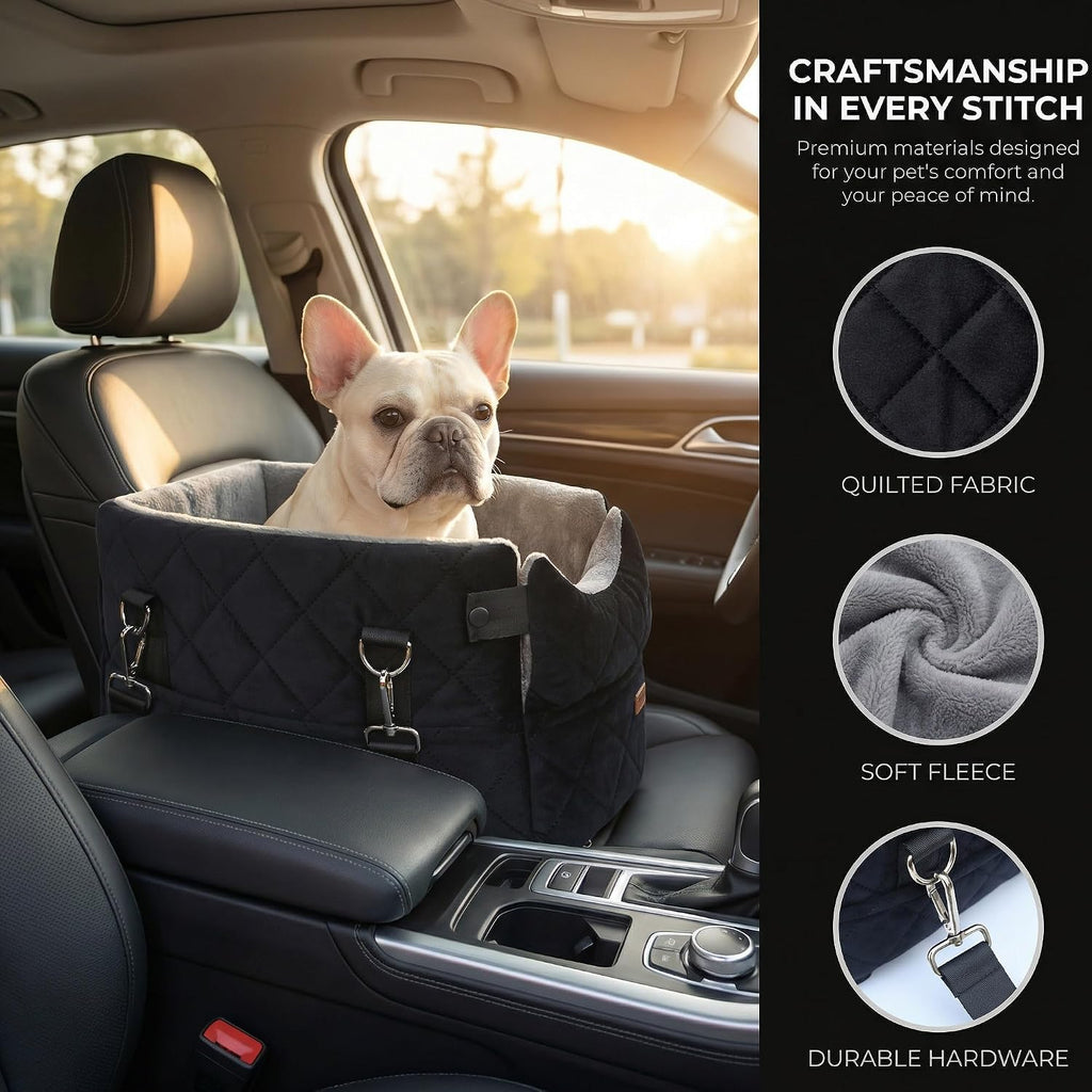 Center Console Dog Car Seats for Small Dogs Cats with Adjustable Safety Belt Multipurpose Pet Booster Seat for Car,Travel,Shopping,Camping with Your Furry Friends