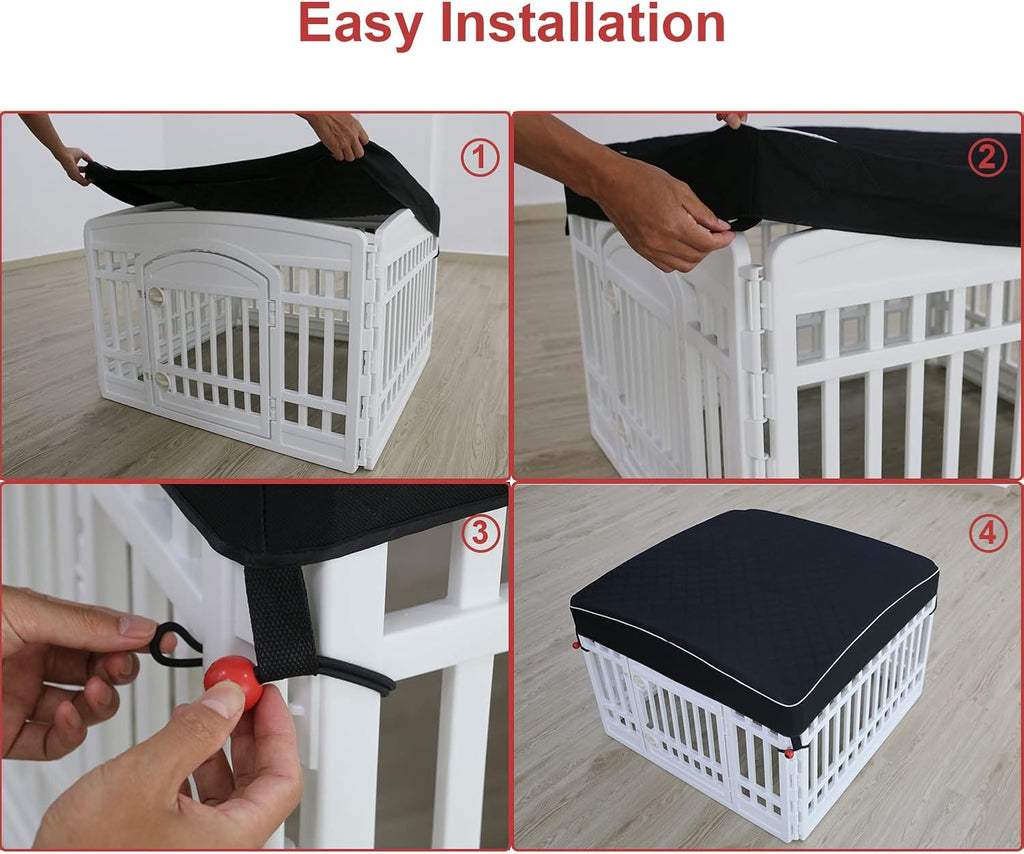 Dog Pen Cover Dog Playpen Cover for Pets,Provide Shade and Security for Indoor Outdoor Dog Pen,Pet Playpen Cover Fits 35 Inch Playpen 4-Panels (Playpen Not Included!!!)