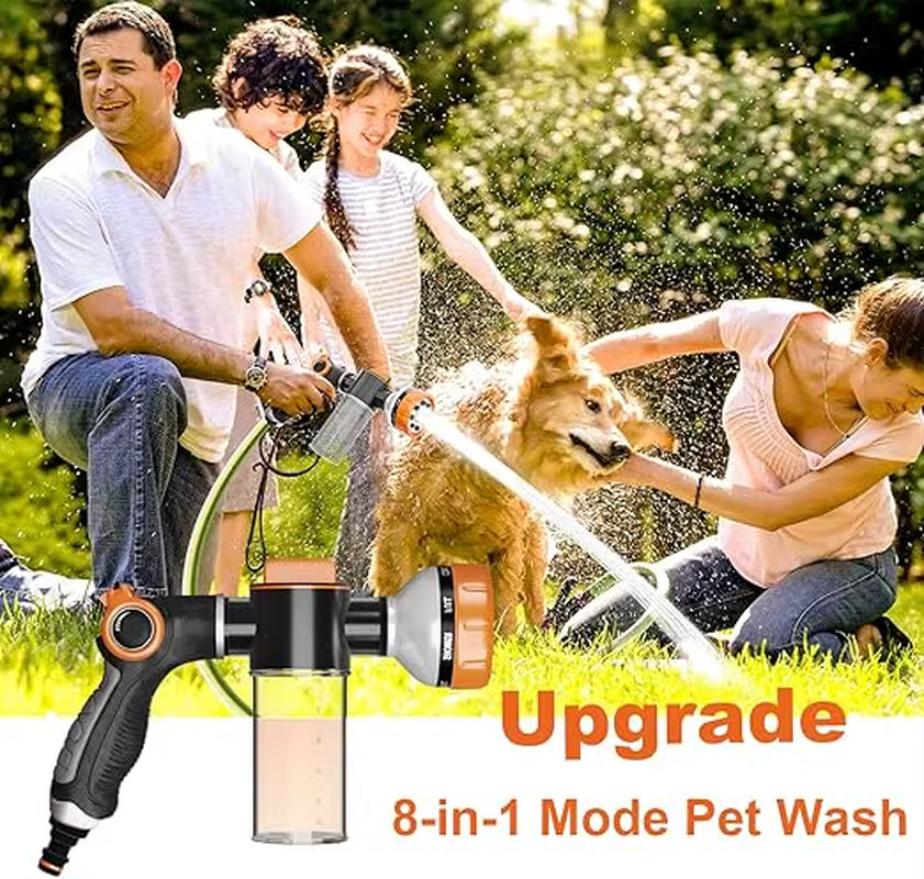 Upgraded Dog Shower Attachment Dog Washing Hose Attachment 8-In-1 Mode Dog Shampoo Sprayer with 3.5Oz 100Cc Soap Dispenser