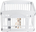 Plastic Dog Playpen - 4-Panel 24" Expandable & Durable Pet Fence for Medium Dogs - Indoor & Outdoor Portable Puppy Playpen with Secure Locking Door, White